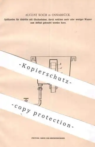 original Patent - August Koch , Osnabrück , 1902 , Spülkasten mit Glockenheber | Klempner , Spülung , WC , Toilette