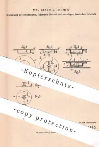 original Patent - Max Klatte , Barmen , 1903 , Druckknopf | Knopf , Knöpfe | Schneider , Schneiderei , Mode , Hose