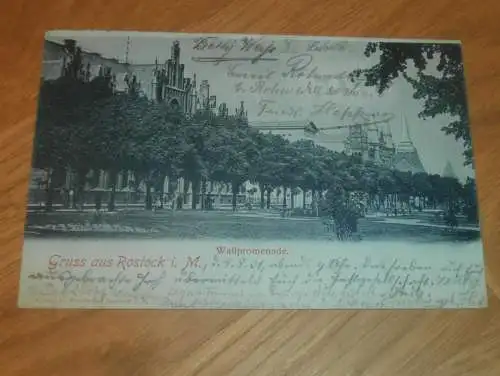 alte AK - Rostock , 1901 , Wallpromenade , Ansichtskarte !!