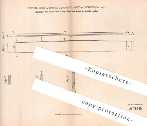 original Patent - Stevens Cask & Barrel Company Ltd. , London , England | 1893 | Fass , Dauben , Holzfass | Nuth & Feder