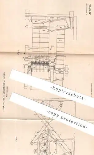 original Patent - Heinr. Pitzler , Birkesdorf bei Düren , 1893 , Hadernschneider | Hader | Papier , Papierfabrik , Paper