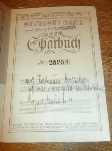 altes Sparbuch Erfurt , 1944 , Heideamarie Mathelaf in Erfurt , Sparkasse , Bank !!!