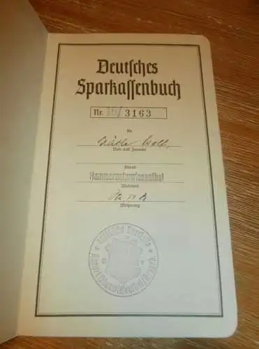 altes Sparbuch Oberwiesenthal , 1940 - 1946 , Käthe Wolf in Hammerunterwiesenthal , Sparkasse , Bank !!!