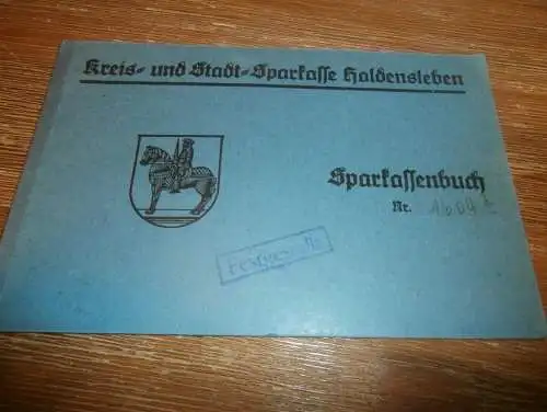 altes Sparbuch Haldensleben , 1944 - 1945 , Walter Müller in Haldensleben , Sparkasse , Bank !!!