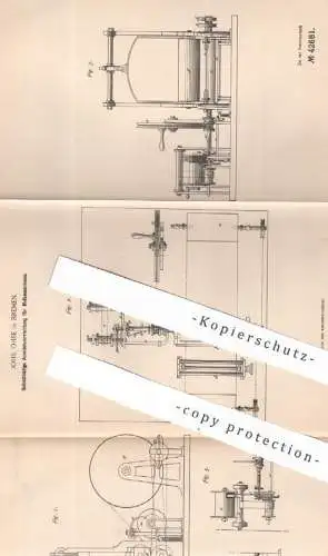 original Patent - Johs. Ohse , Bremen , 1887 , Selbsttätige Ausrückvorrichtung für Messmaschinen | Walzen , Schneiderei