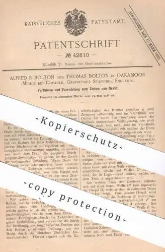 original Patent - Alfred S. Bolton , Thomas Bolton , Oakamoor , Mühle bei Cheadle , Stafford , England | Draht ziehen