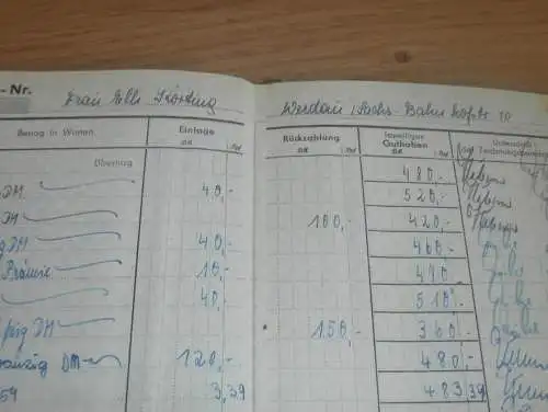 altes Sparbuch Werdau , 1957 - 1959 , Elli Körting , Bahnhofstraße 10 , Sparkasse , Bank !!