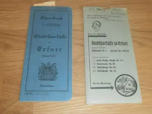 altes Sparbuch Erfurt ,  1942 , Kosel Rasche , Stadtweg 58 , Sparkasse , Bank !!
