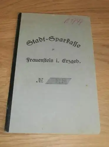 altes Sparbuch Frauenstein i. Erzgeb., 1933 - 1943 , Elfriede Schlegel , Ammelsdorf , Dippoldiswalde Sparkasse , Bank !!