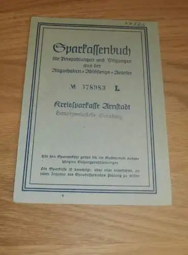 altes Sparbuch Arnstadt , 1952 - 1955  , Olga Richter , geb. Möller , Berlin , Sparkasse , Bank !!!
