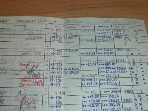 altes Sparbuch Lenzen a. Elbe , 1931 - 1946 , Elwine Geiling , Perleberg , Potsdam , Sparkasse , Bank !!!