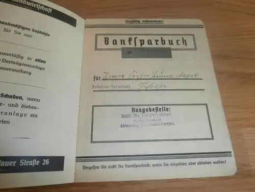 altes Sparbuch Potsdam Bornstedt , 1938 - 1944 , Bornim , Sparkasse , Bank !!!
