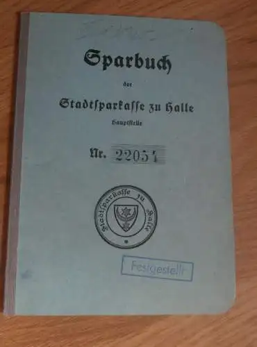 altes Sparbuch Halle , 1934 - 1941 , Martin Wagner , Halberstädterstrasse , Sparkasse , Bank !!!