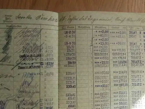 altes Sparbuch Brandenburg / Havel , 1938 - 1945 , Loretta Reinhardt , Markt , Sparkasse , Bank !!!