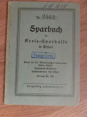 altes Sparbuch Erfurt , 1930 - 1941 , Auguste Haase geb. Taucher , Rudolfstrasse , Sparkasse , Bank !!!