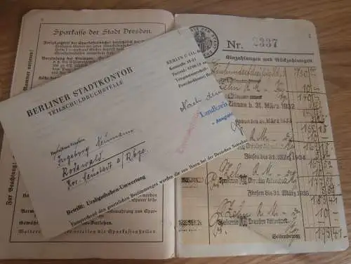 altes Sparbuch Antonstadt / Dresden , 1931 - 1944 , Ingeborg Gruschwitz , Rodewald a. Rbge. , Sparkasse , Bank !!!