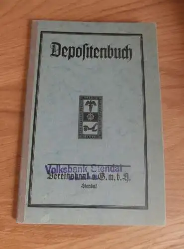 altes Sparbuch Stendal , 1940 - 1944 , Rudolf Leander , Kaufmann , Sparkasse , Bank !!!