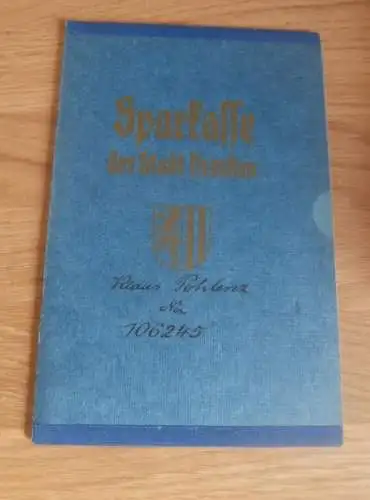 altes Sparbuch Hildesheim b. Hannover, 1940 - 1945 , Klaus Pohlenz , Dresden , Sparkasse , Bank !!!