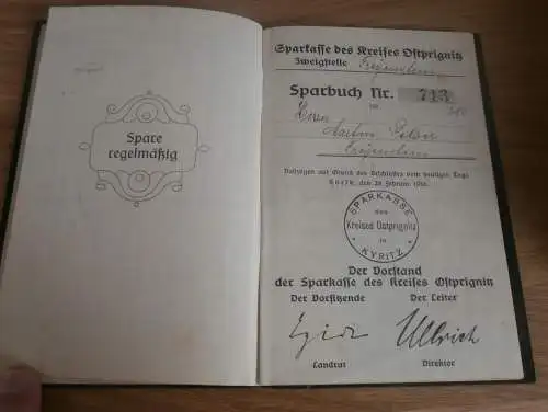 altes Sparbuch Freyenstein , 1933 - 1946 , Martin Pelzer , Sparkasse , Bank !!!