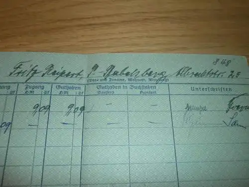 altes Sparbuch Potsdam Babelsberg ,1952 , Fritz Reipert , Albrechtstraße , Sparkasse , Bank !!!