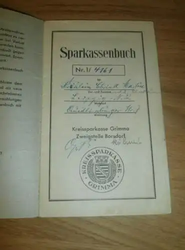 altes Sparbuch Grimma ,1949 - 1953 , Christl Martin , Leipzig , Sparkasse , Bank !!!