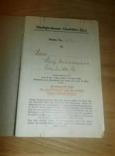 altes Sparbuch Glashütte / Sa. / Dippoldiswalde ,1942-1946 , Heinz Zimmermann , Sparkasse , Bank !!!