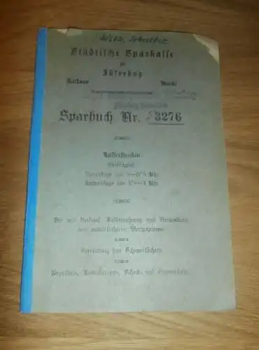 altes Sparbuch Jüterbog / Luckenwalde ,1931-1944 , Wilhelm Schultze , Sparkasse , Bank !!!