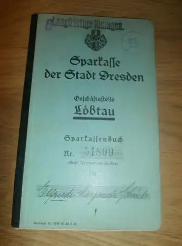 altes Sparbuch Löbtau / Dresden, 1929-1945 , Sparkasse , Bank !!!