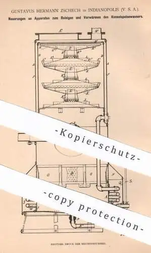 original Patent - Gustavus Hermann Zschech , Indianapolis , USA , 1880 , Reinigen & Vorwärmen von Kessel - Speisewasser