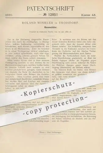 original Patent - Roland Winkler , Troisdorf , 1880 , Rasenschäler | Schar , Schare | Pflug , Landwirtschaft , Rasen !