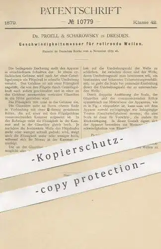 original Patent - Dr. Proell & Scharowsky , Dresden , 1879 , Geschwindigkeitsmesser für rotierende Wellen | Tachometer