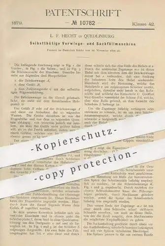 original Patent - L. F. Hecht , Quedlinburg , 1879 , Verwiegemaschine , Sackfüllmaschine | Waage , Wiegen