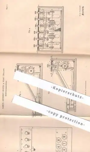 original Patent - Samuel Leendert Huizer , Haag , Holland 1892 , Additionsmaschine | Zählwerk , Rechner , Rechenmaschine