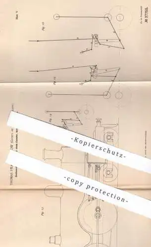 original Patent - Thomas Swan , Jarrow , Durham , England , 1886 , Coulissensteuerung | Steuerung | Dampfmaschine Motor
