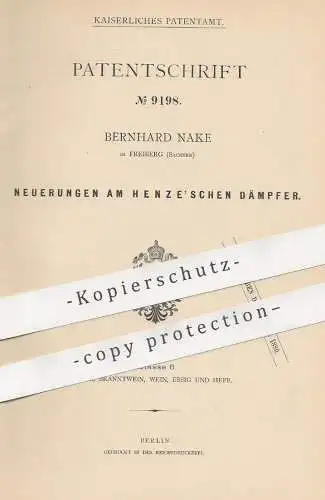 original Patent - Bernhard Nake , Freiberg , Sachsen | 1879 | Henze'scher Dämpfer | Dampfapparat , Brennerei , Alkohol !