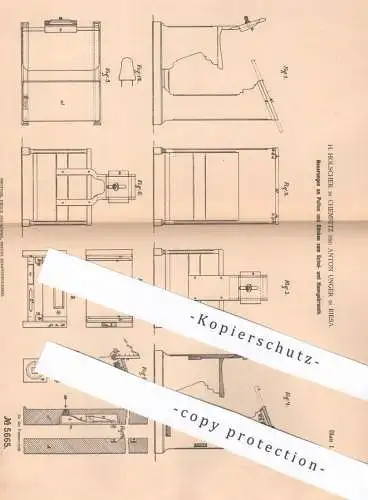 original Patent - H. Holscher , Chemnitz | Anton Unger , Riesa | 1878 | Pult , Schulbank , Bank | Schule , Möbel !!!