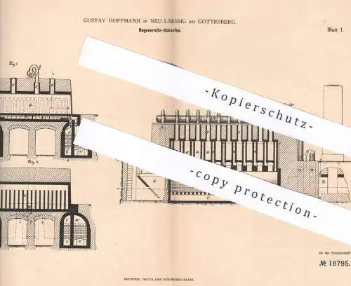 original Patent - Gustav Hoffmann , Neu Laessig / Gottesberg , 1881 , Regenerativ - Koksofen | Ofen , Brikett | Siemens