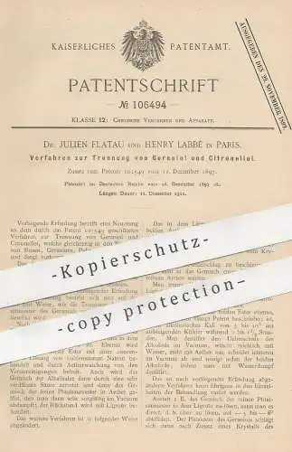 original Patent - Dr. Julien Flatau , Henry Labbé , Paris , Frankreich , 1897 , Trennung von Geraniol und Citronellol !!