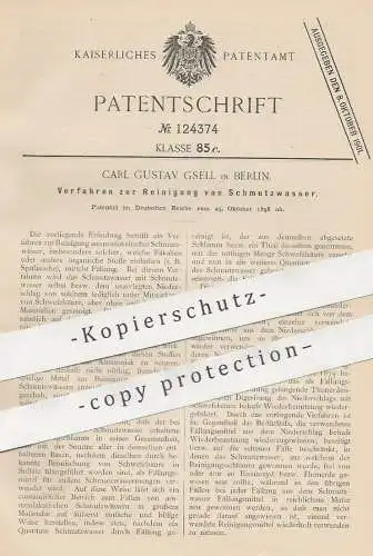 original Patent - Carl Gustav Gsell , Berlin , 1898 , Reinigung von Schmutzwasser | Kanalisation | Klärgrube