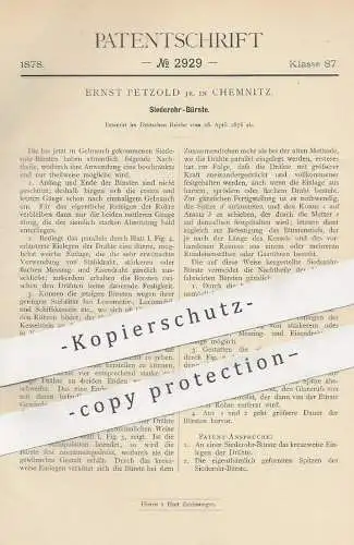 original Patent - Ernst Petzold , Chemnitz , 1878 , Siederohr - Bürste | Bürsten , Schornstein , Esse | Schiff , Lok