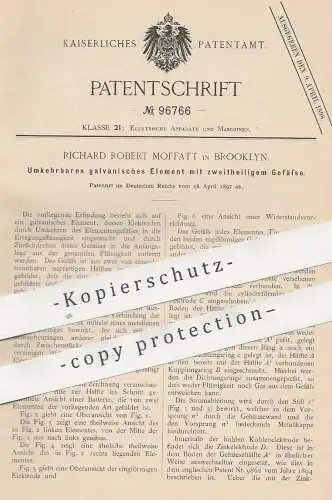 original Patent - Richard Robert Moffatt , Brooklyn , USA , 1897 , Umkehrbares galvanisches Element | Elektroden , Strom