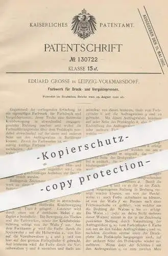 original Patent - Eduard Grosse , Leipzig / Volkmarsdorf , 1900 , Farbwerk für Pressen zum Druck u. Vergolden | Presse