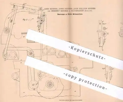 original Patent - Familie Kiddier ,  Nottingham , England , 1879 , Ränder - Wirkmaschine | Wirkstuhl | Cotton !!!