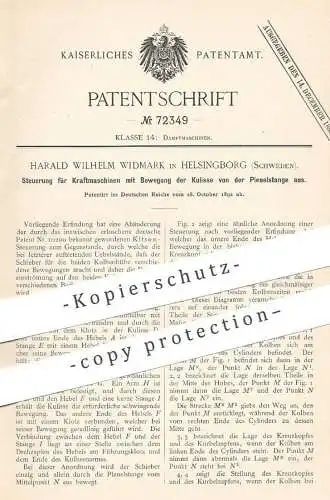 original Patent - Harald Wilhelm Widmark , Helsingborg , Schweden , 1892 , Steuerung f. Kraftmaschinen | Motor , Motoren