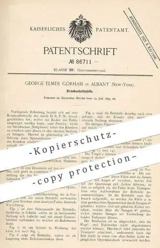 original Patent - George Elmer Gorham , Albany , New York , USA , 1895 , Krankenbettstelle | Krankenbett | Bett !!!