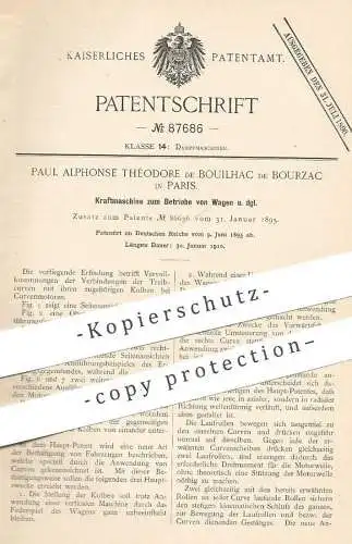 original Patent - Paul Alphonse Théodore de Bouilhac de Bourzac , Paris , Frankreich | 1895 | Kraftmaschine , Motor !!!
