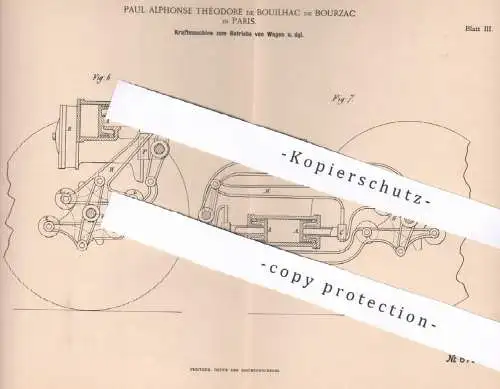 original Patent - Paul Alphonse Théodore de Bouilhac de Bourzac , Paris , Frankreich | 1895 | Kraftmaschine , Motor !!!
