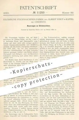 original Patent - Sächsische Stickmaschinen Fabrik , Albert Voigt , Kappel / Chemnitz , 1880 , Stickmaschine | Sticken