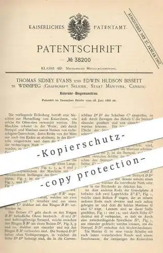 original Patent - Thomas Sidney Evans , Edwin Hudson Bissett , Winnipeg , Selkirk , Canada | Ofenrohr - Biegemaschine