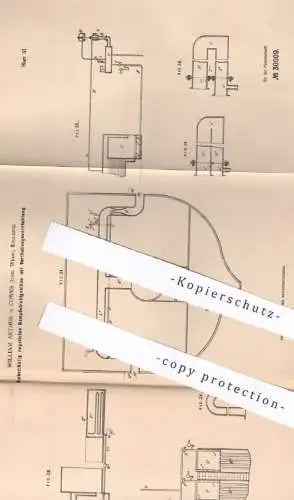 original Patent - William Arthur , Cowes , Insel Wight , England , 1883 , Dampfstrahlgebläse | Gebläse | Dampfkessel !!